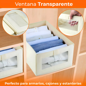Caja De Almacenamiento De Tela Con Ventana 40x27x17cm