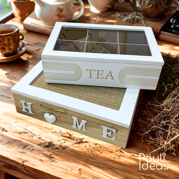 Caja Organizadora De Madera Para Té Con 6 Compartimientos