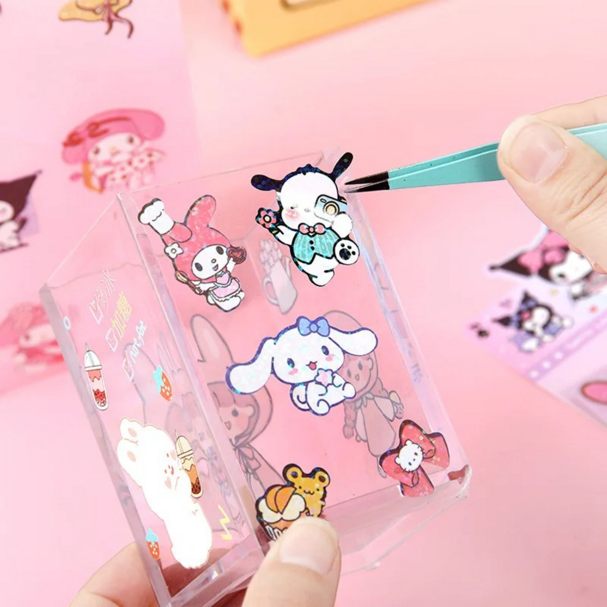 Set de Stickers Kawaii de Kuromi Holográfico Con Brillos