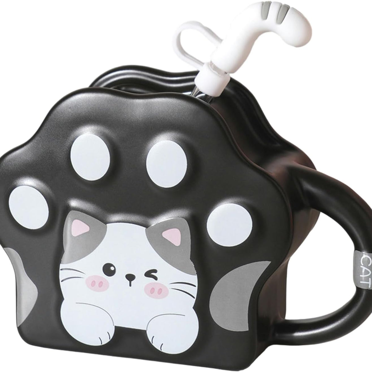 Taza Con Bombilla de Gatito Kawaii