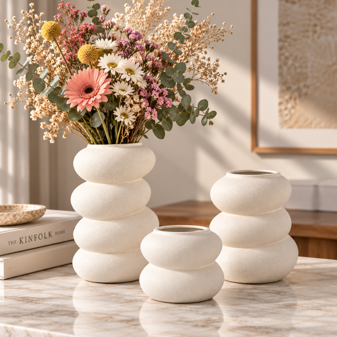 Jarrón Florero Decorativo Cerámica Moderno Mate 23,5 Cm
