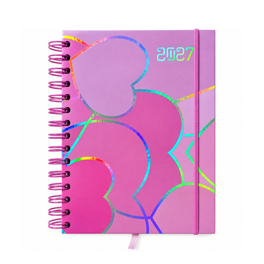 Agenda 2027 A5 Anillada Tapa Dura Planificador Diario Kawaii
