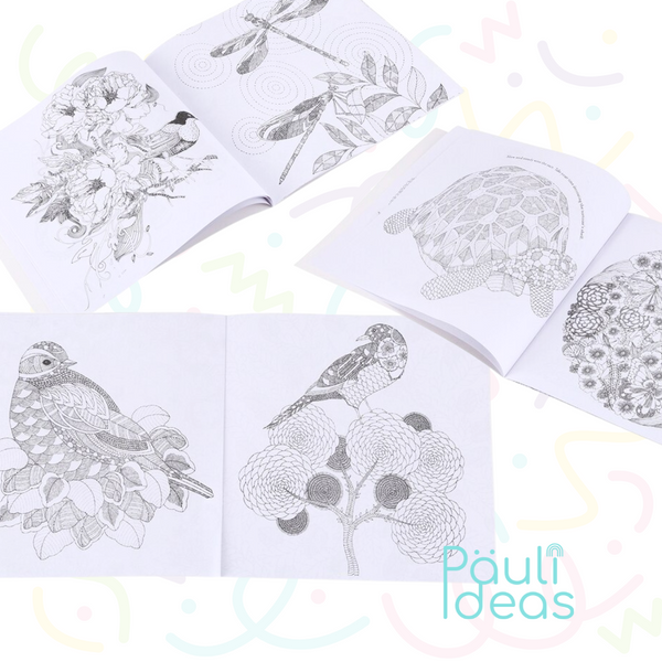 Set Mandalas Para Colorear + Lápices Tiralinea 24 Colores