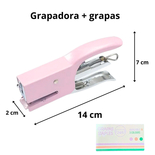 Corchetera Grapadora Kawaii Macaron Colores Pastel