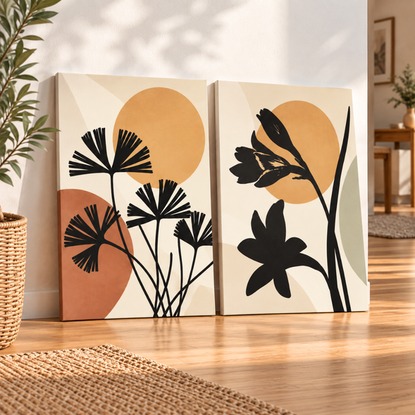 Cuadros Pinturas Decorativas Boho Abstractas 30x40 Cm Set 2