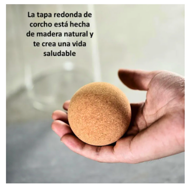 Contenedor De Vidrio Tapa De Corcho Esférica Set 3 Frascos