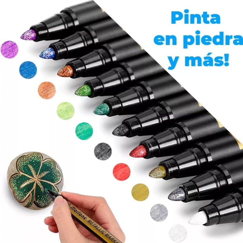 Set 10 Rotuladores Acrílicos Plumones Metalizados