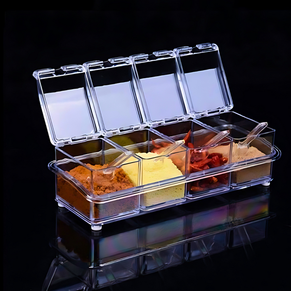 Organizador de Condimentos Transparente - 4 Compartimientos