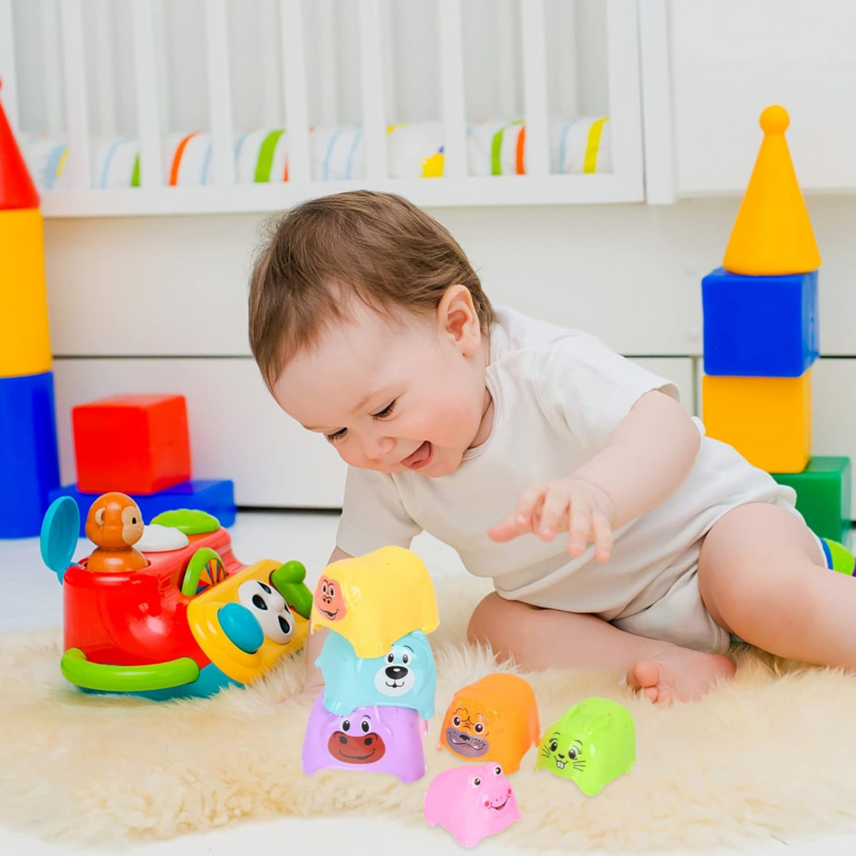 Torre Apilable Animalitos Juego Didáctico Para Bebés