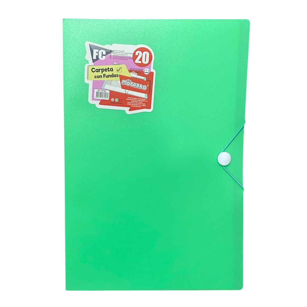 Carpeta Archivadora Tamaño Oficio Con 20 Fundas Transparente