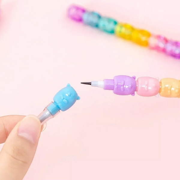 Set De 2 Lápices Mina Ositos Arcoiris Kawaii