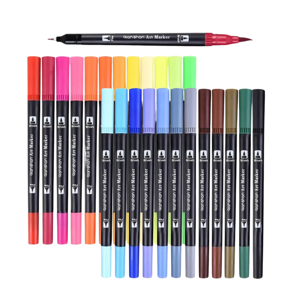 Croquera Tierna Block De Dibujo A4 + 24 Plumones Doble Punta