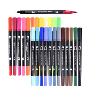 Croquera Tierna Block De Dibujo A4 + 24 Plumones Doble Punta