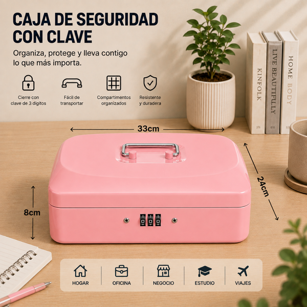 Caja Fuerte Dinero Metálica 33cm X 24cm Combinación Clave