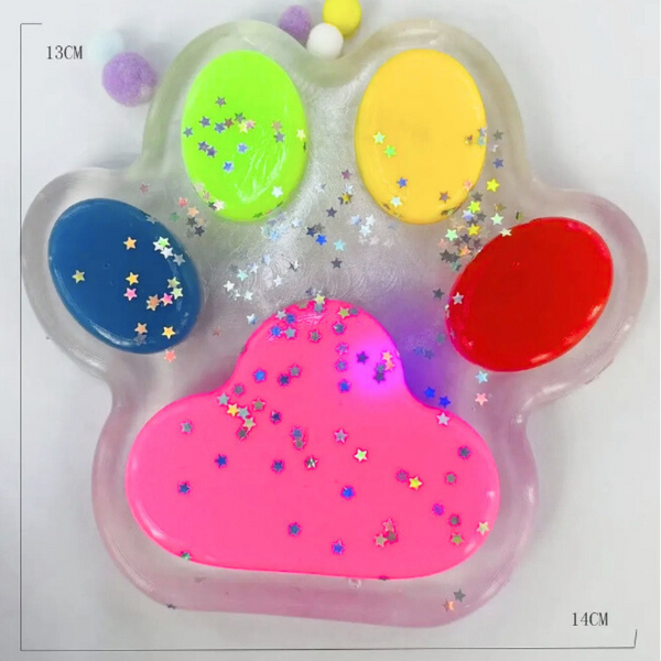 Squishy Patita Gato Grande 13cm Pegajosa Con Luz Led