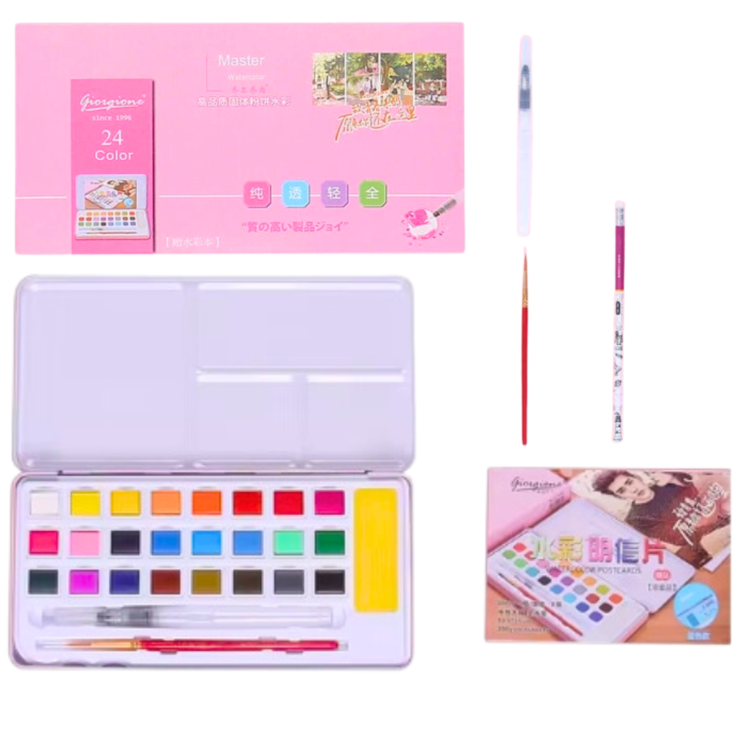 Kit Pintura Acuarela Sólida 24 Colores De Alta Calidad