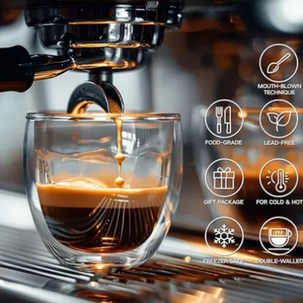 Set De 2 Tazas De Vidrio Doble Cubierta 80 Ml Mug