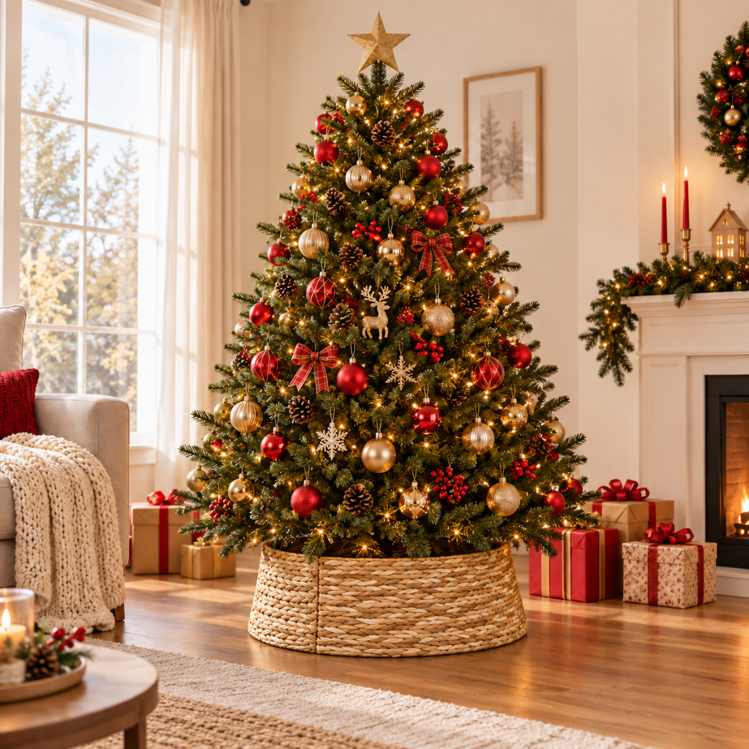 Faldón Cubrebase Árbol Navidad Tejido Canasto 65cm 3 Piezas