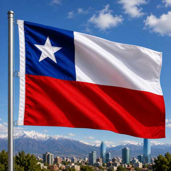 Bandera Chilena 180x120 Cm Estrella Bordada Fiestas Patrias