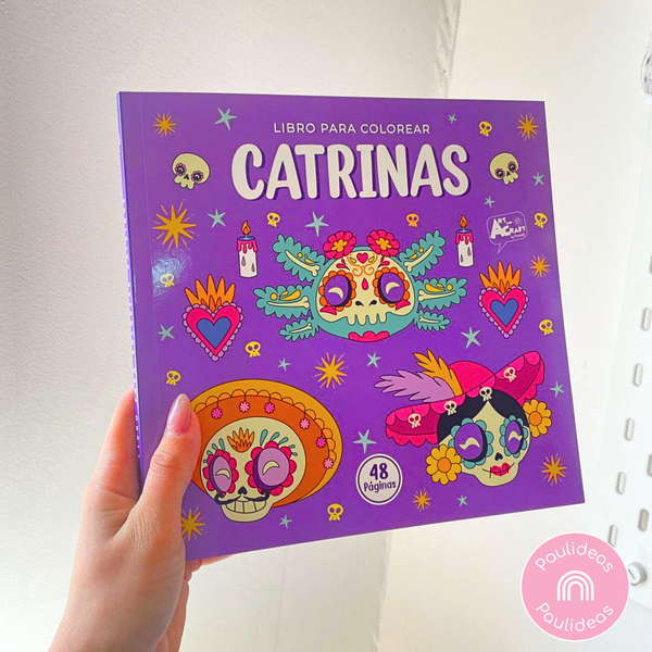 Libro Mándala Catrinas + 12 Plumones Doble Punta Fina/gruesa