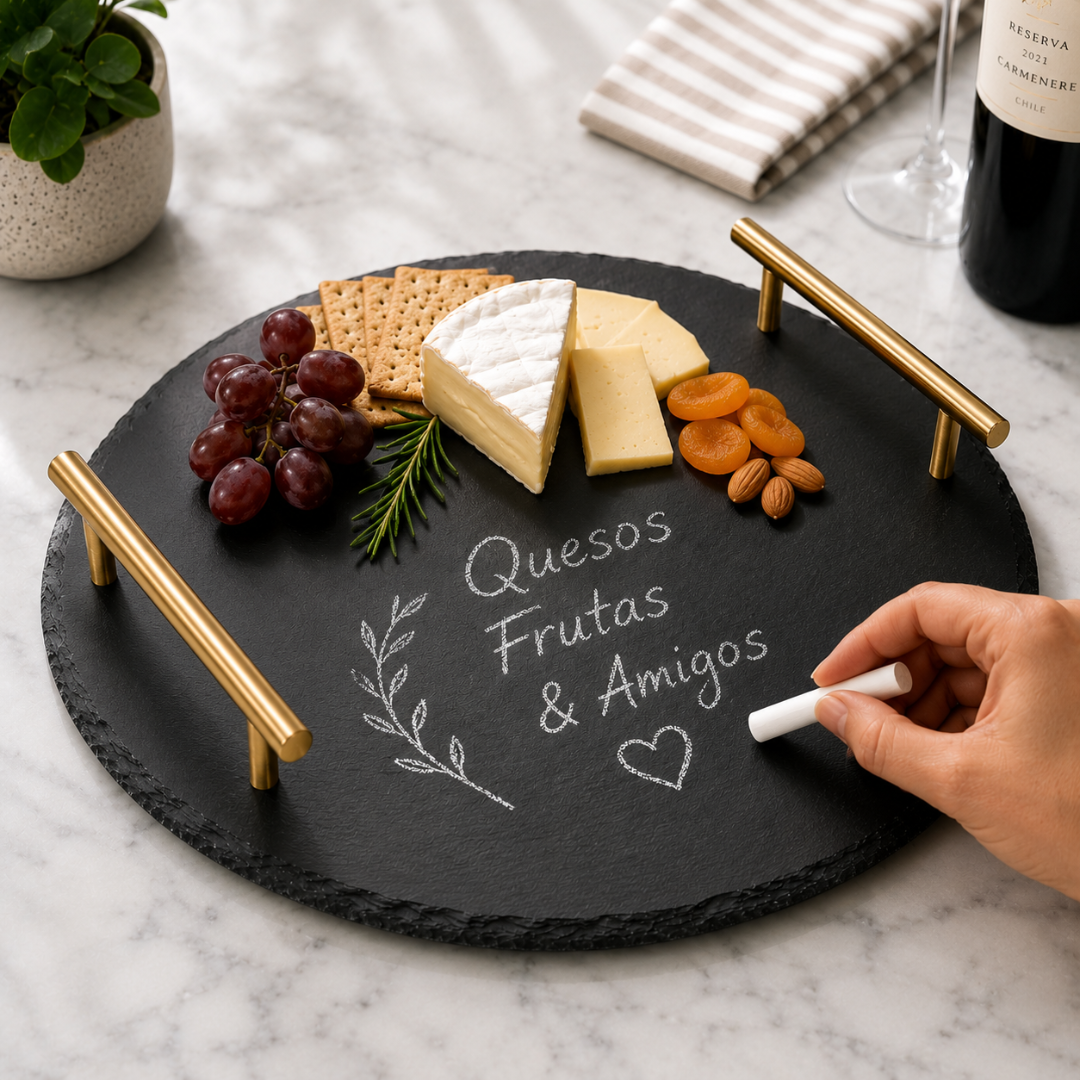Tabla Cocktail Pizarra 25cm Para Quesos Aperitivos Y Picoteo