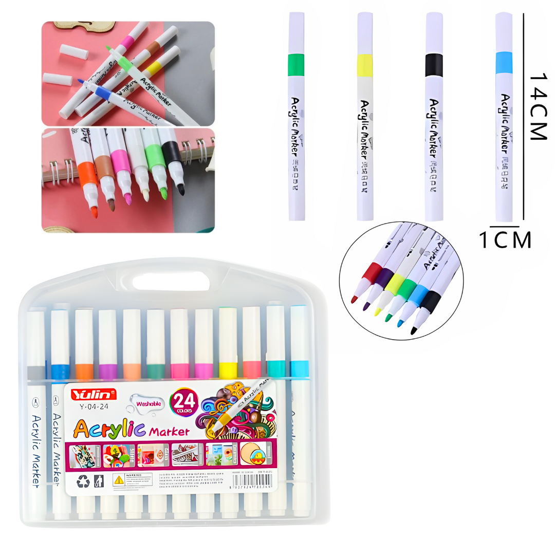 Set De 24 Plumones Acrílicos Para Toda Superficie