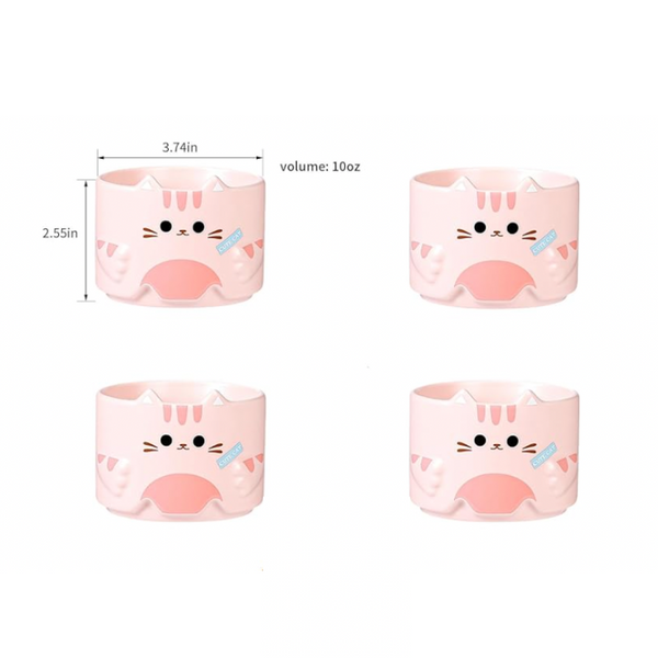 Tazón Apilable de Cerámica Diseño Gatito Kawaii