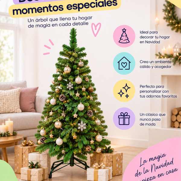 Árbol de Navidad Artificial 150 cm Ramas frondosas con Base Metálica
