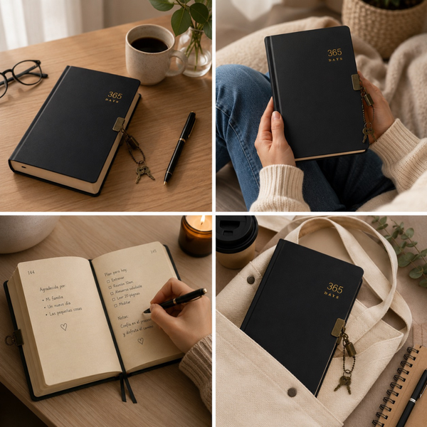 Planner Anual 365 Días Libreta A5 Sin Fechas Con Candado