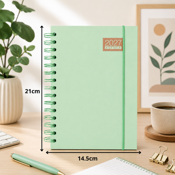 Agenda 2027 A5 Anillada Tapa Dura Planificador Diario Kawaii
