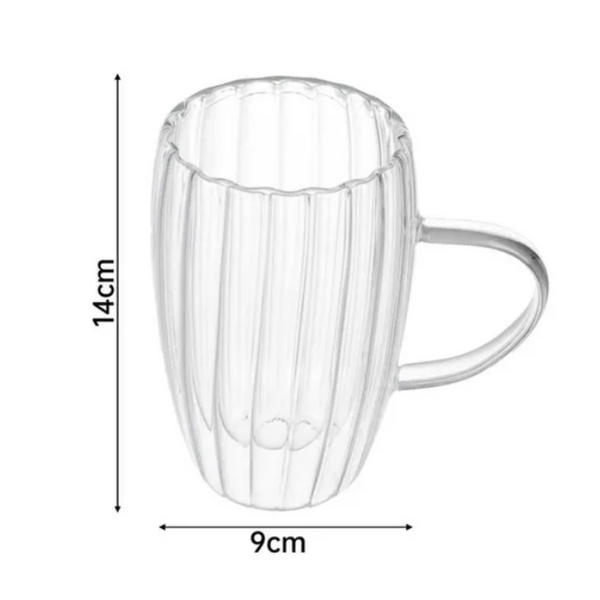 Set 2 Taza De Doble Cubierta De Vidrio Grandes 450ml Mug