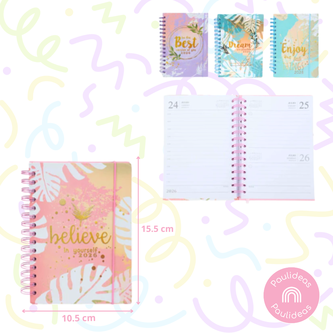 Agenda 2026 Tamaño A6 Diseño Frases Motivacionales