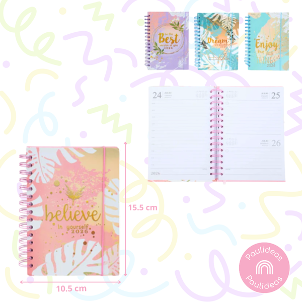 Agenda 2026 Tamaño A6 Diseño Frases Motivacionales