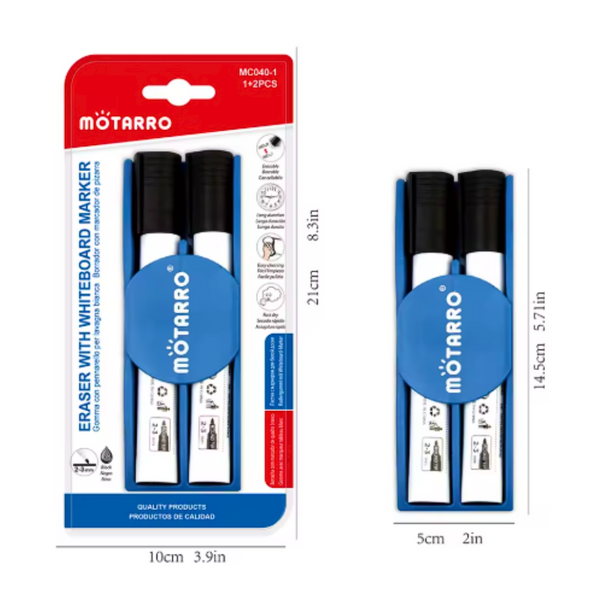 Plumones Para Pizarra Set De 2 Con Borrador