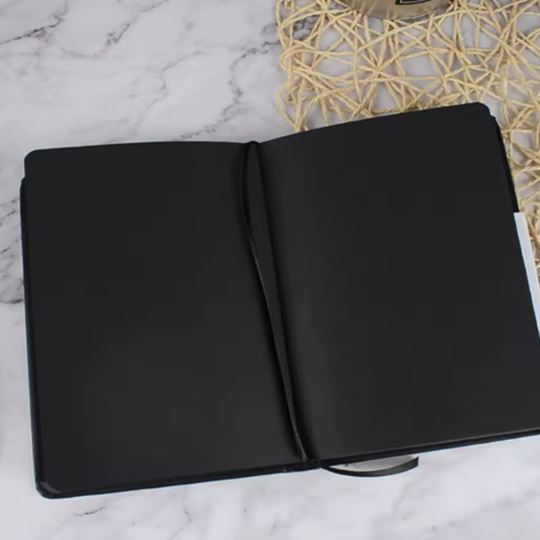 Cuaderno Hojas Negras + 12 Lápices Gel Colores Pasteles