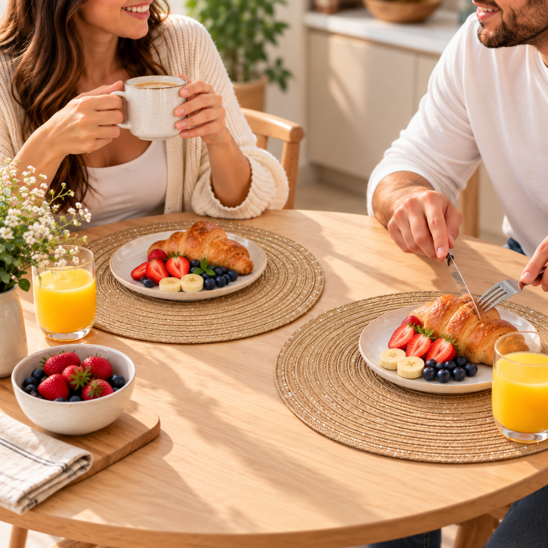 Individuales De Mesa Redondos Trenzados 38 Cm Set 4