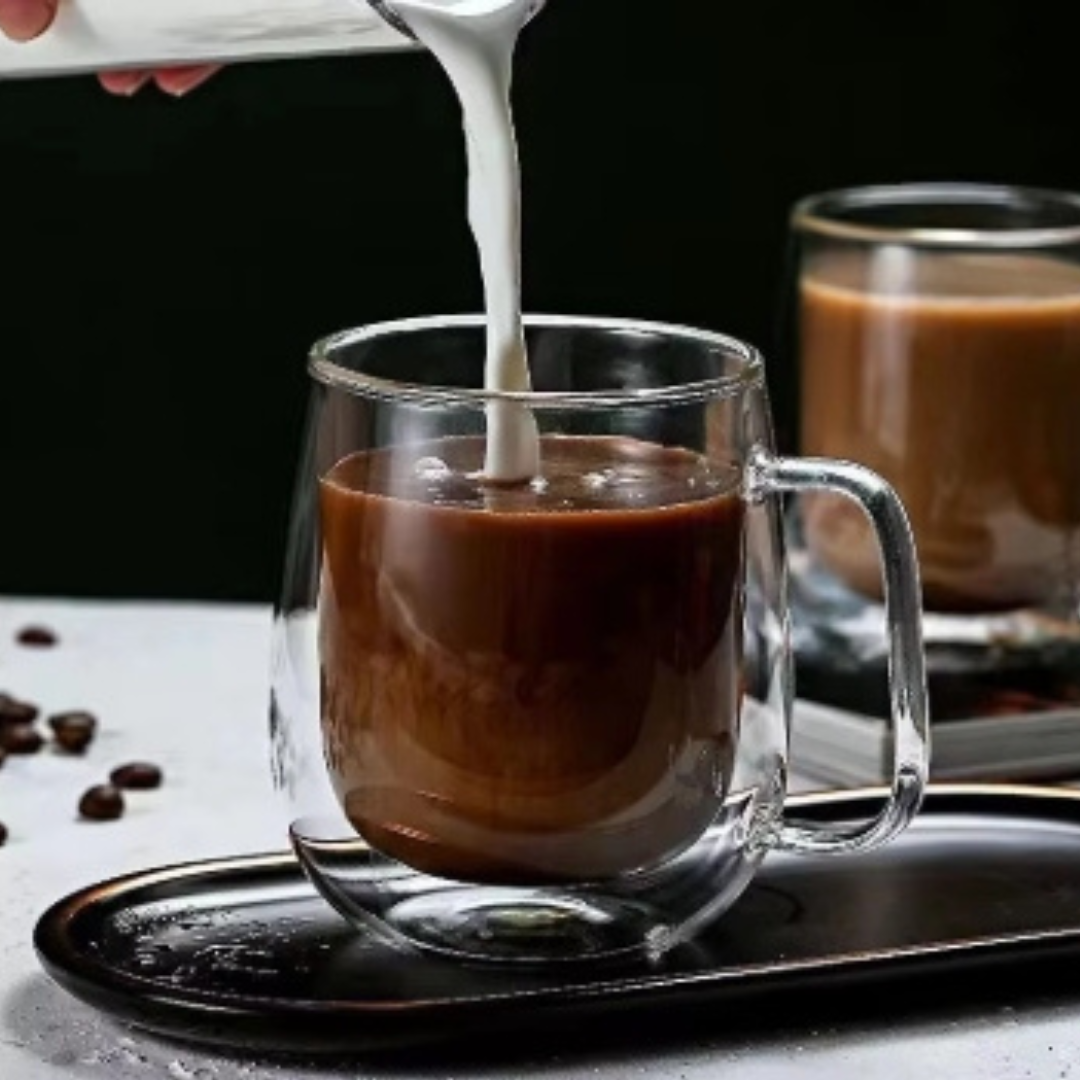 Set 2 Taza De Doble Cubierta De Vidrio 250ml Mug