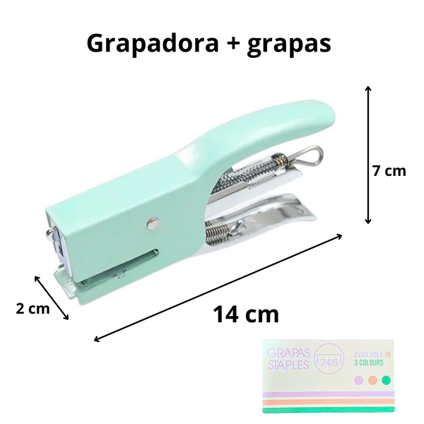 Corchetera Grapadora Kawaii Macaron Colores Pastel