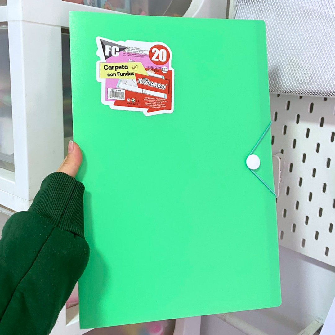 Carpeta Archivadora Tamaño Oficio Con 20 Fundas Transparente