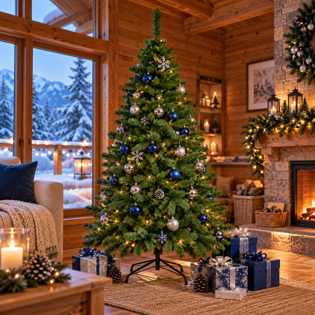 Árbol de Navidad Artificial 180 cm Verde Frondoso Tipo Pino
