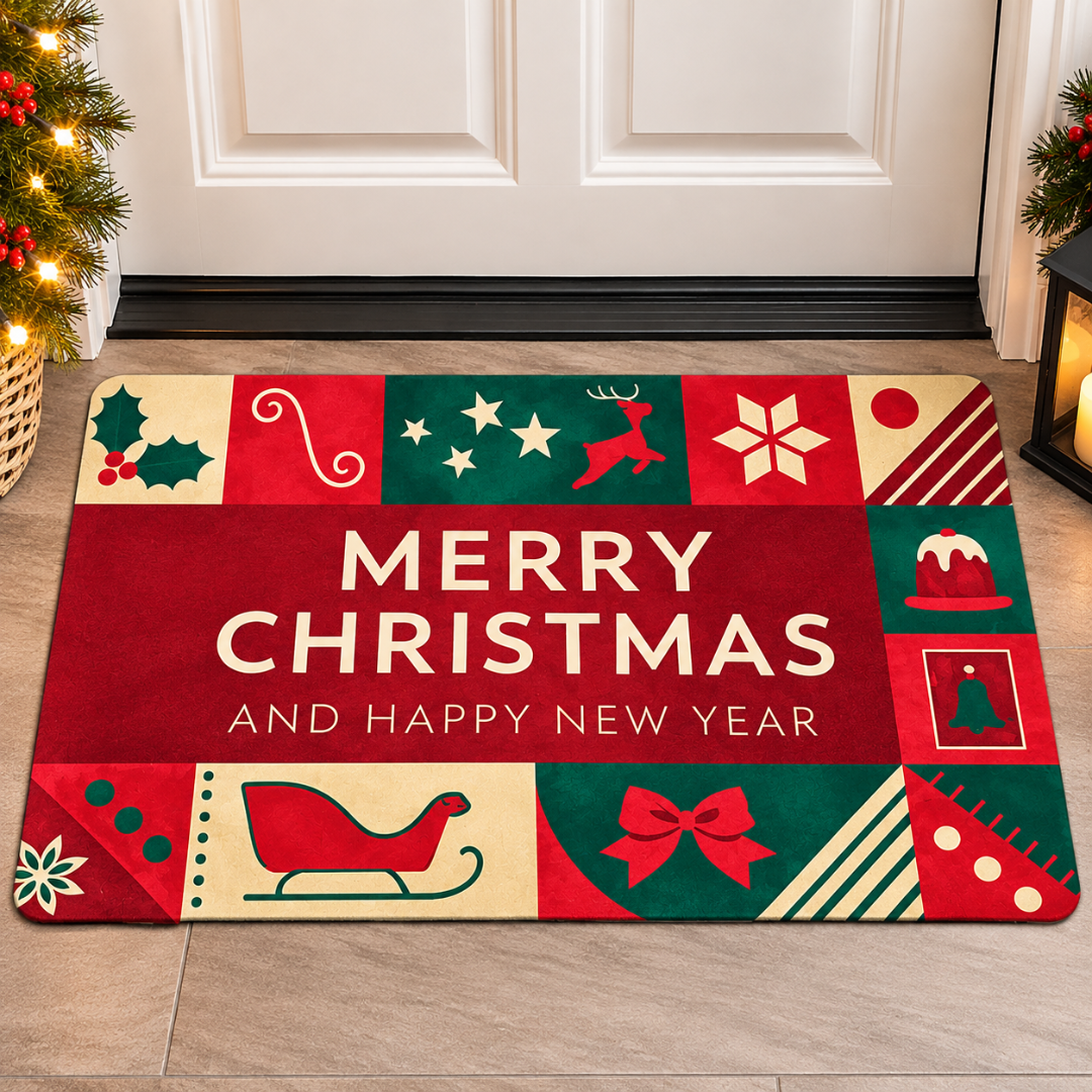 Alfombra Navideña Antideslizante 60x40cm Para Entrada