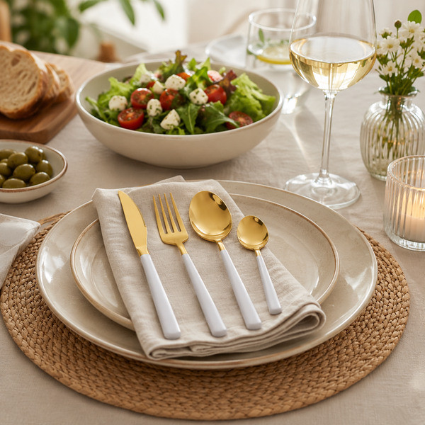Set Cubiertos Dorados 24 Piezas Servicio Para 6 Personas
