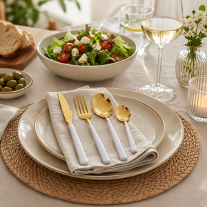 Set Cubiertos Dorados 24 Piezas Servicio Para 6 Personas