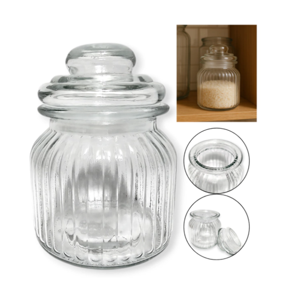 Frascos Vidrio Hermético Tarro Transparente Set De 2