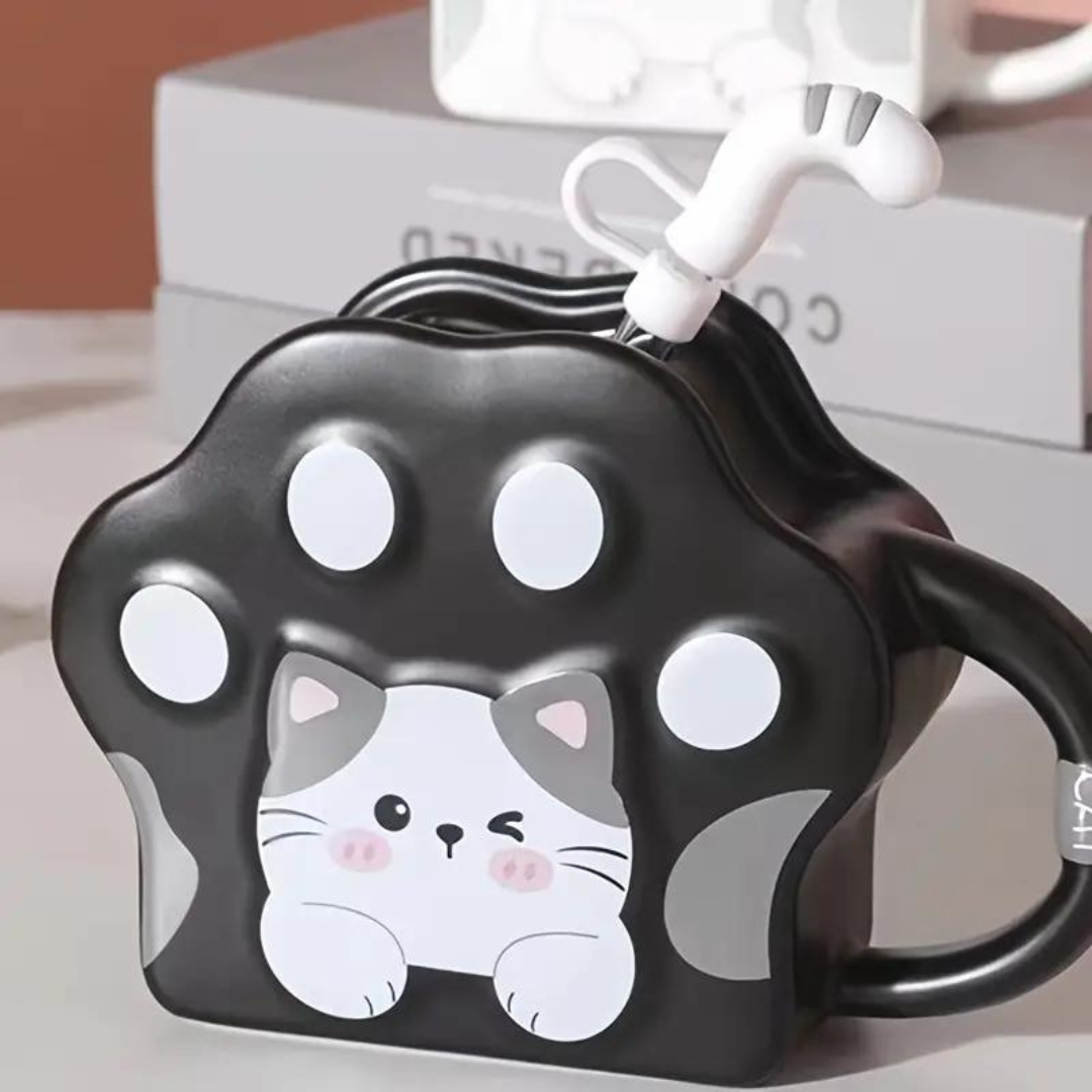 Taza Con Bombilla de Gatito Kawaii