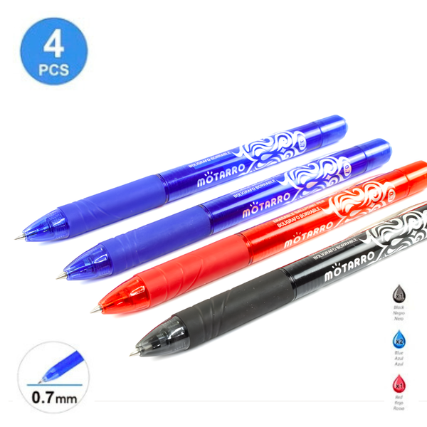 Lápices Borrables Tinta Gel Azul, Negro Y Rojo Set De 4