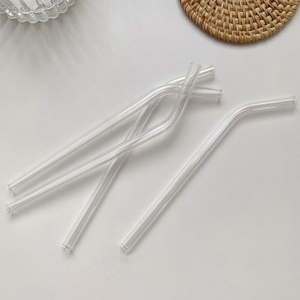 Set De 4 Bombillas Pajillas De Vidrio + 1 Cepillo