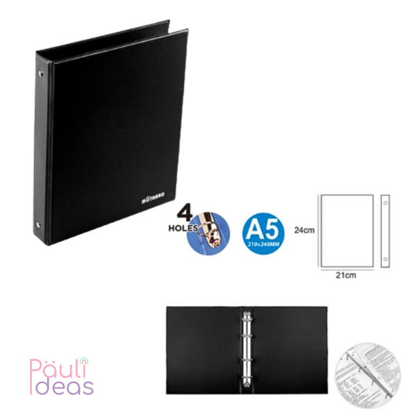 Archivador A5 De Pvc Con 4 Anillos Carpeta Organizadora