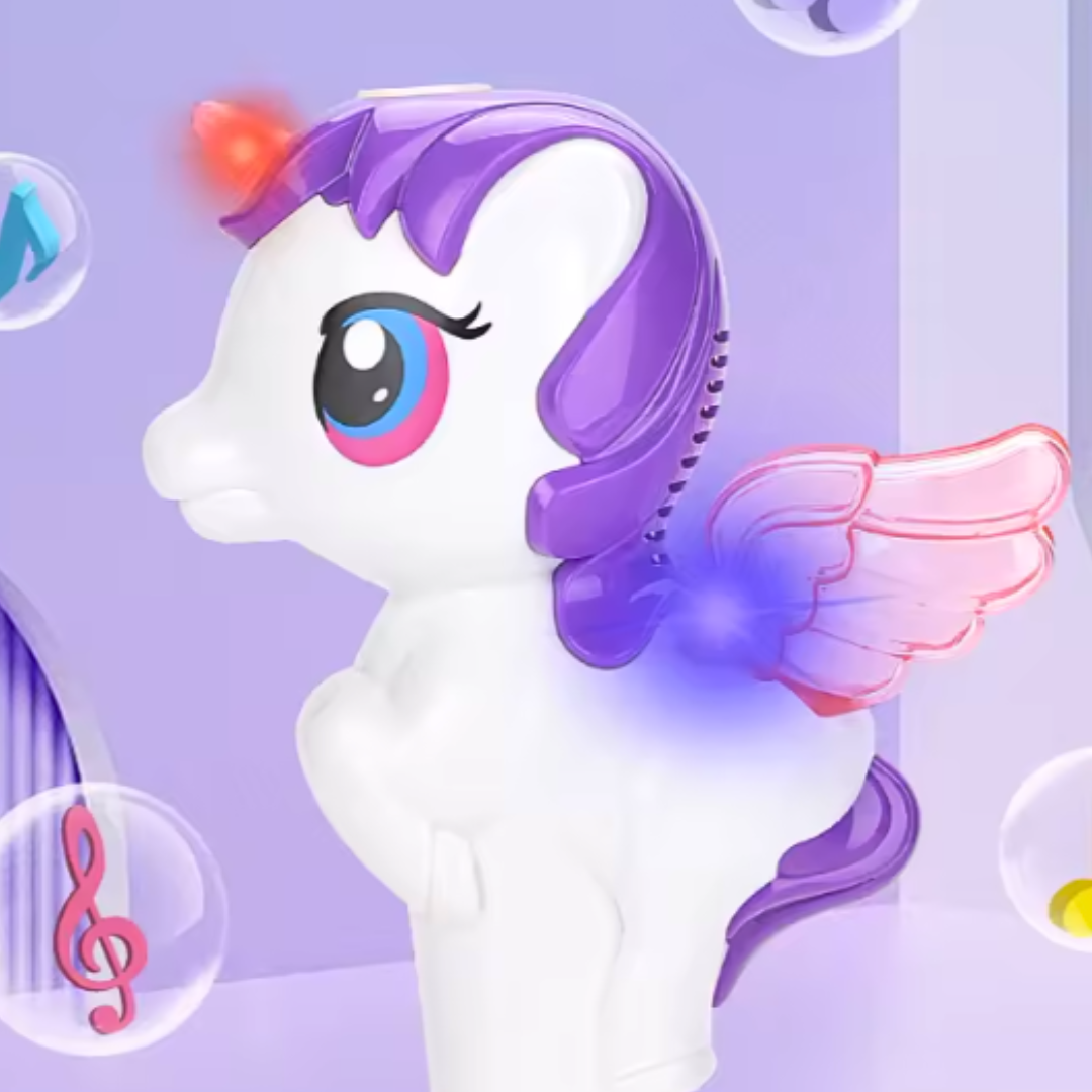 Pistola Lanza Burbujas Unicornio Luz Y Sonido A Pila