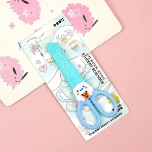 Tijeras Kawaii Punta Roma Redonda Con Funda Protectora Color Rosado